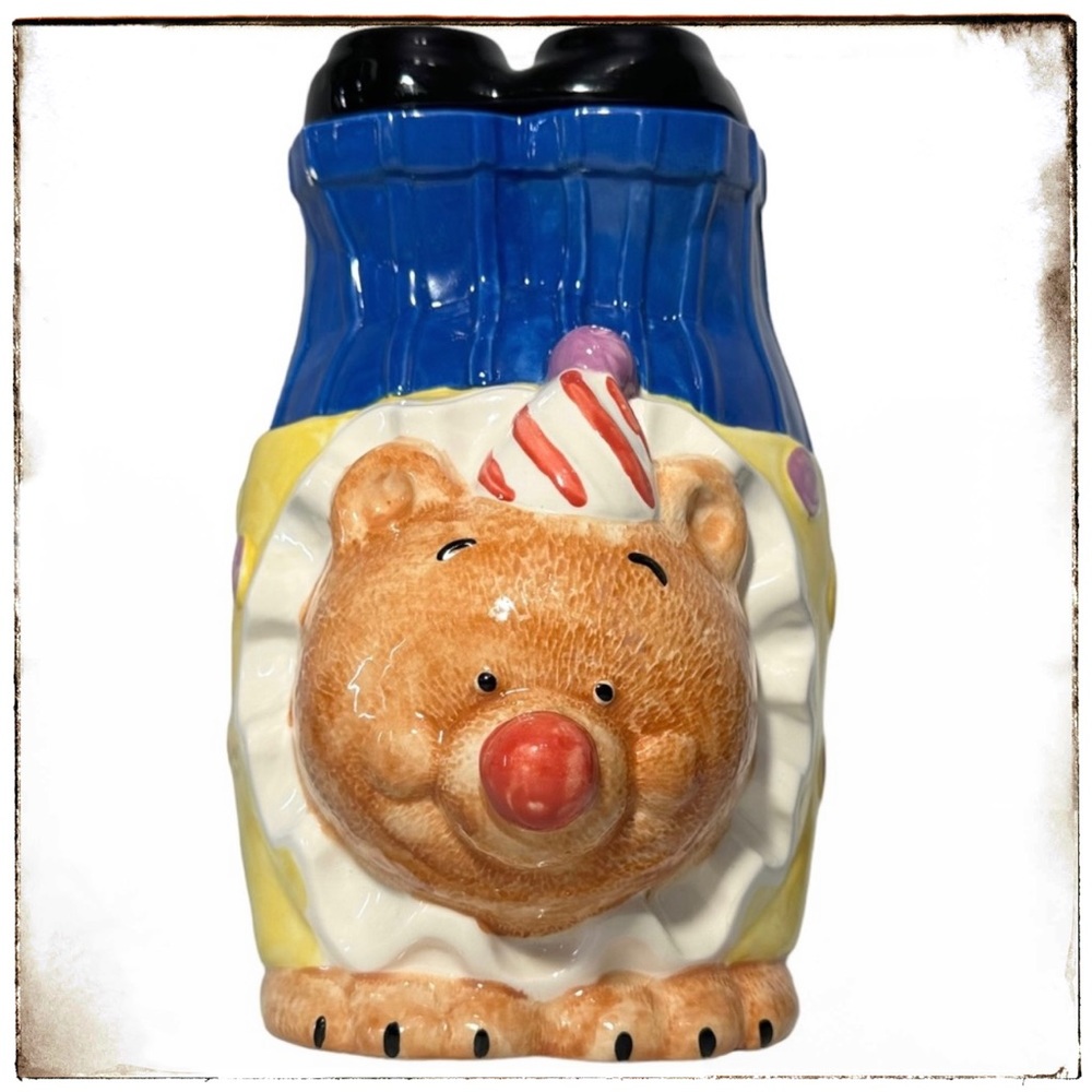 Treasure Craft Cookie Jar 12” Bear Clown Handstand Circus Vintage USA